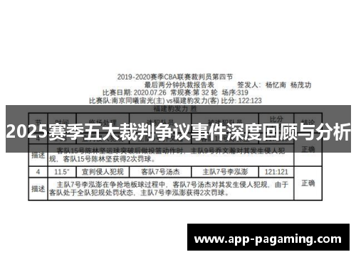 2025赛季五大裁判争议事件深度回顾与分析