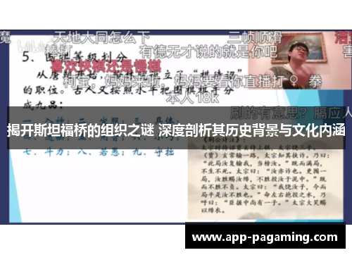 揭开斯坦福桥的组织之谜 深度剖析其历史背景与文化内涵